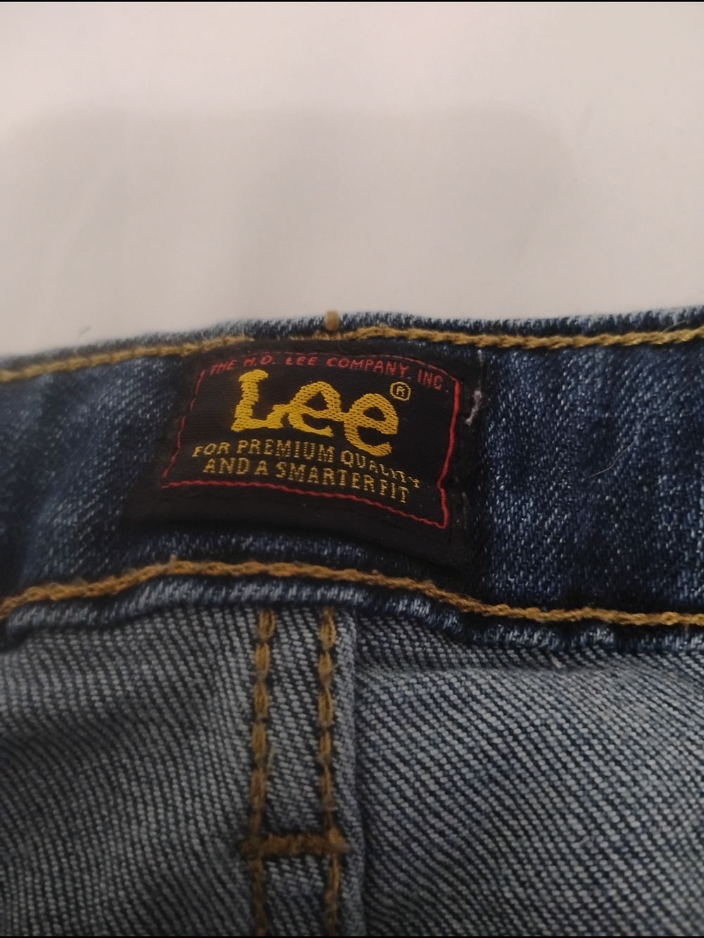 Lee Women's Boot Cut Jeans in Denim Blue with Yellow Stitching